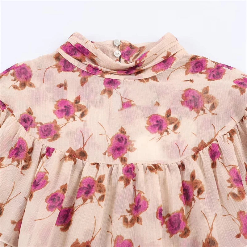 Women's Vintage Print Layered Long Sleeve Shirt – Chic Personality Casual Top