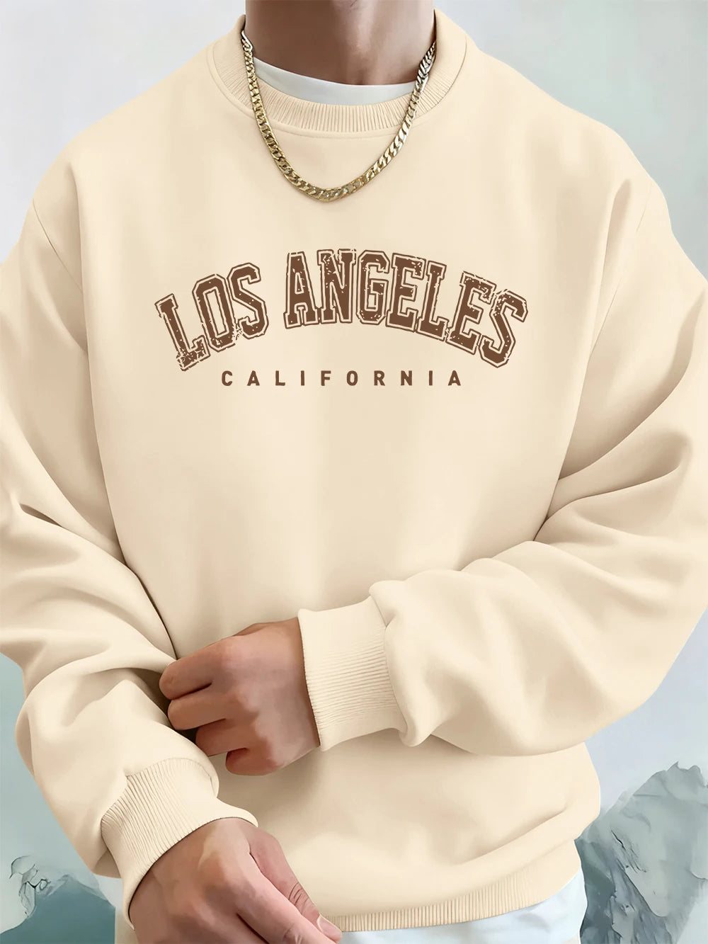 Los Angeles California Printed Men'S Sweatshirt Winter Loose Hoodies Sports Crewneck Fleece Warm Pullovers Basics Men Clothes