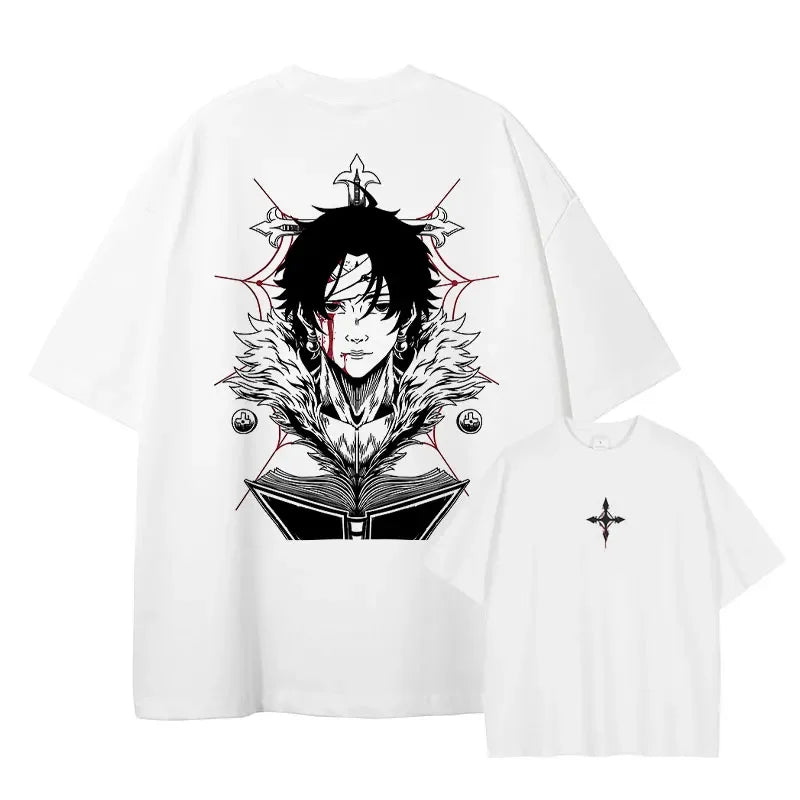 Kurapika T-shirts Vintage Washed Anime Hunter T Shirt Oversize Manga Killua Zoldyck Gon Hisoka Chrollo Tops Tees Men 100% Cotton