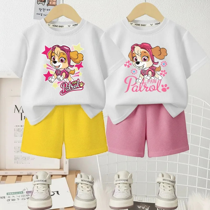 Girls PAW Patrol T-Shirt & Shorts Set – Casual Summer 2-Piece Outfit