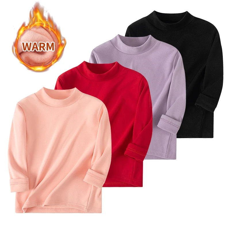Kids Solid Color Long Sleeve Base Shirt – Soft Casual Layering Top