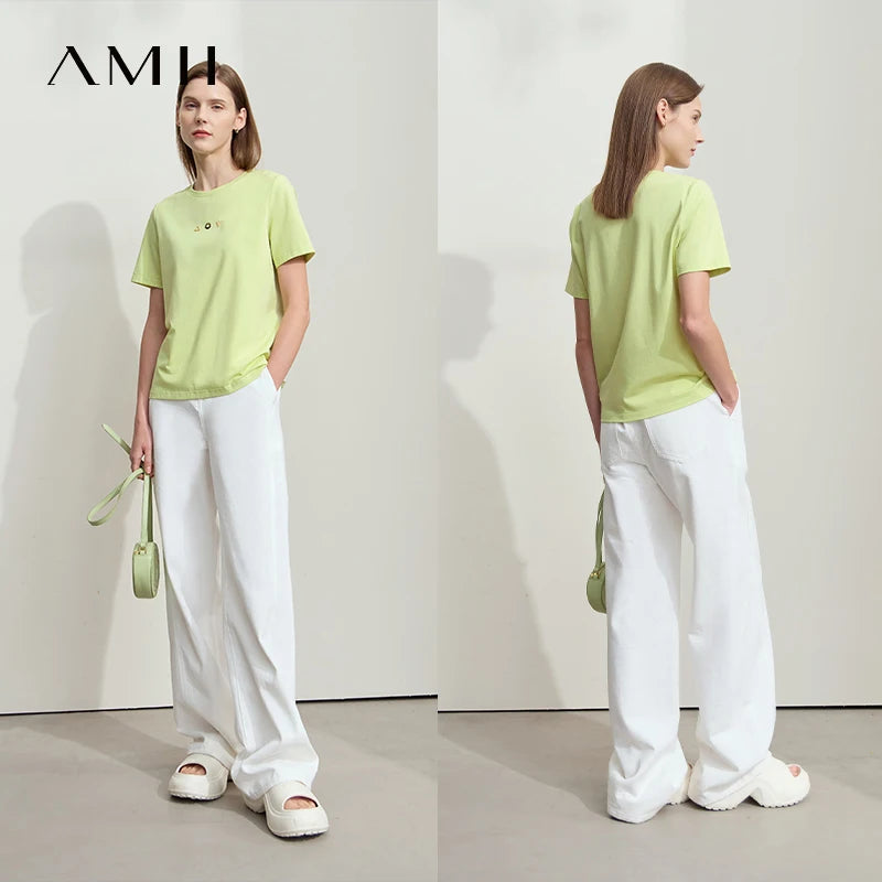 Women's Geometric O-Neck Antibacterial Cotton T-Shirt – Short Sleeve Casual Elastic Tee