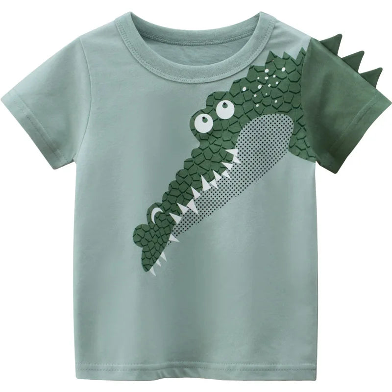 Boys Cartoon Print Short Sleeve T-Shirt – Fun Cotton Kids Tee Ages 2–8