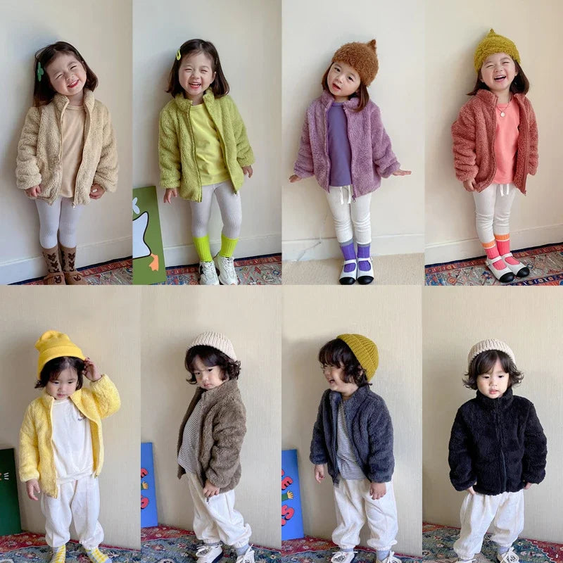 Kids Warm Fleece Hooded Jacket – Boy & Girl Winter Outerwear Coat