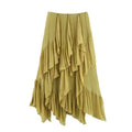 European and American style 2025 summer new product women's clothing design sense layered decoration mid waist MIDI skirt
