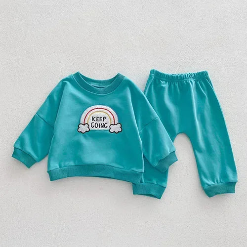 2025 New Spring 0-4Yrs Infant Baby Girls Clothing Set Long Sleeved Cotton Embroidery Pullover+Pants Toddler Baby Clothes Suit