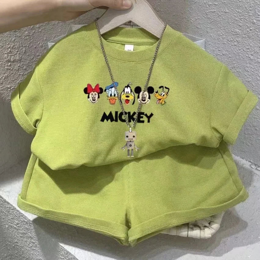Summer Baby Girls Clothes Set Kid Fashion Disney Printed T-Shirts And Shorts 2pcs Suit Children Short Sleeve Top Bottom Outfits