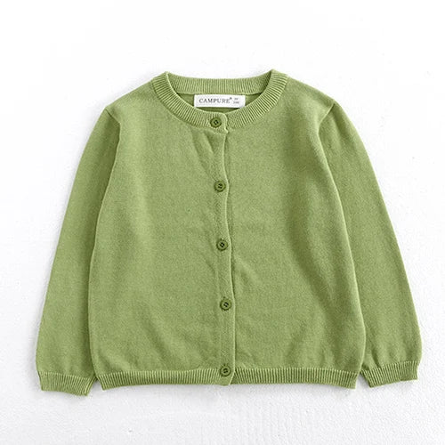 Kids Cartoon Print Knit Cardigan Coat – Casual Long Sleeve Sweater Jacket