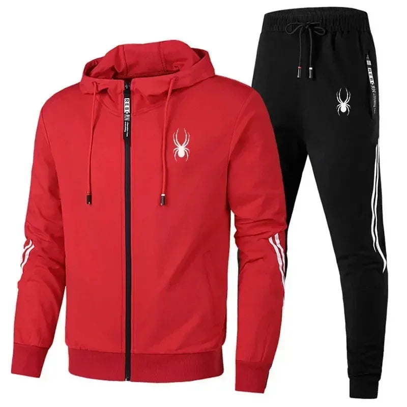 Men's Running Zipper Jacket & Sport Pants Set – Breathable Fitness 2-Piece
