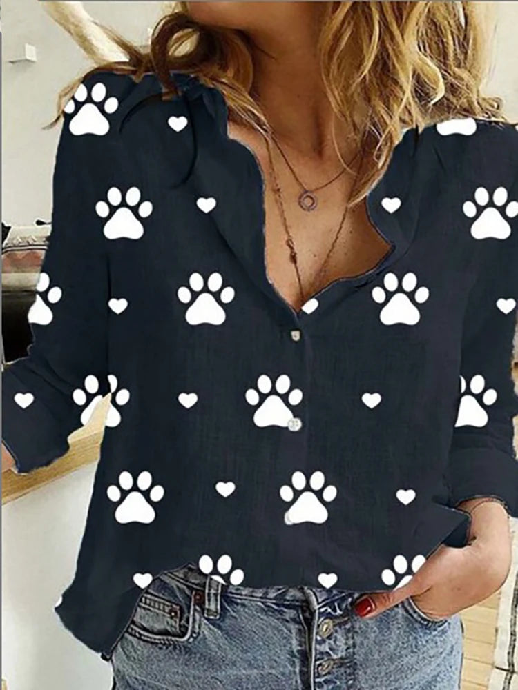 Women's Loose Oversized Button Lapel Cardigan Shirt – Long Sleeve Casual Tunic Blouse