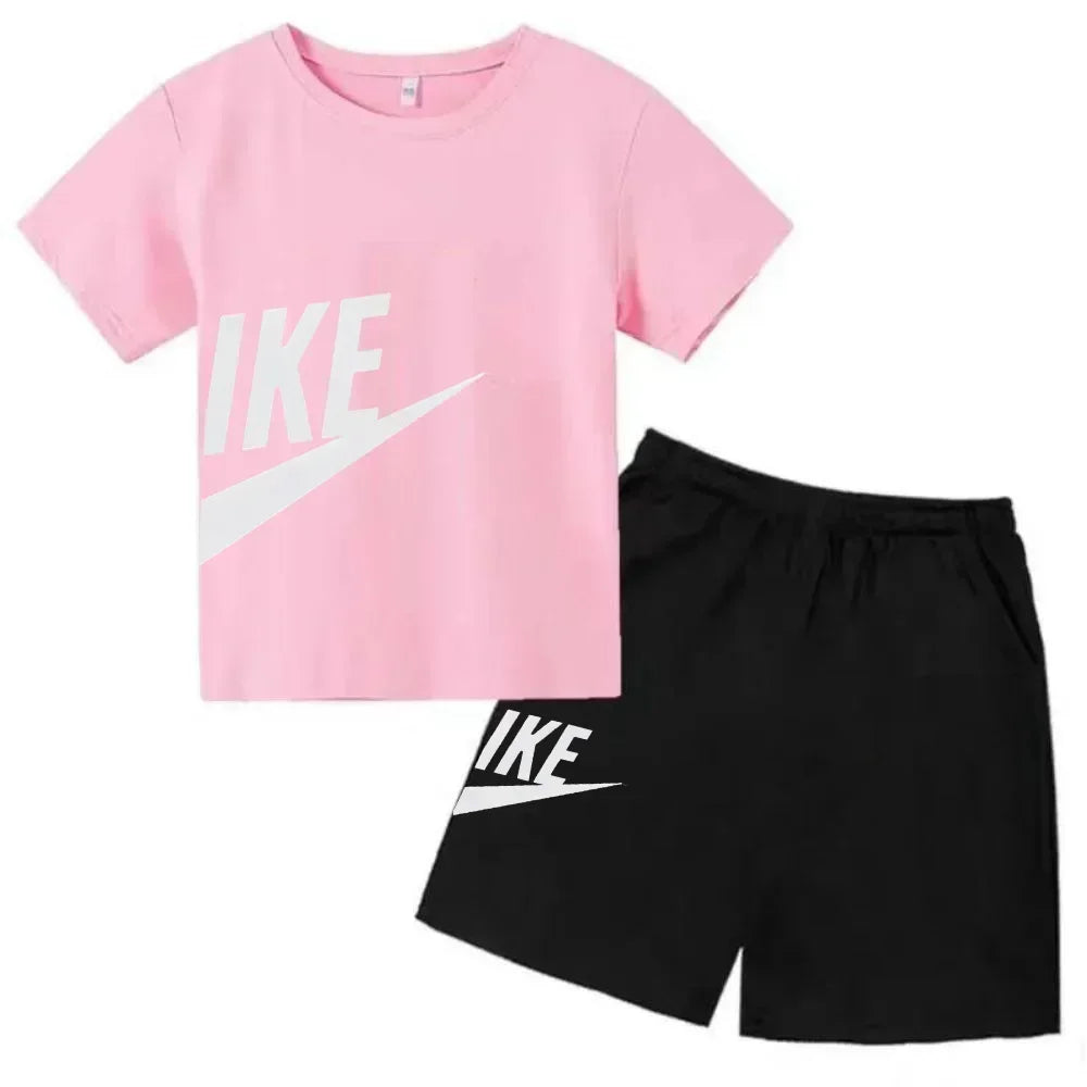 Kids Short Sleeve Top & Shorts 2-Piece Set – Casual Fashion Summer Outfit
