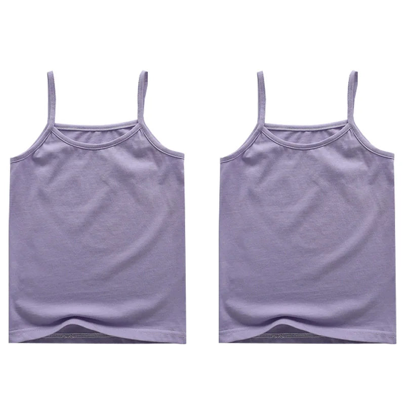 Girls Cotton Colored Tank Top – Soft Camisole Undershirt for Kids