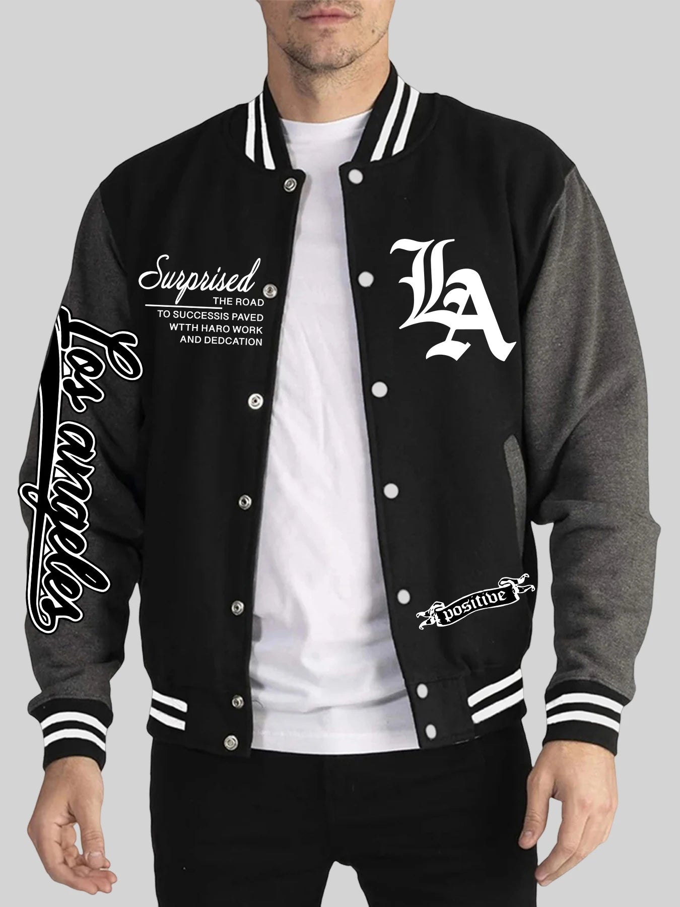 Men's LA Art Letter Baseball Jersey Jacket – Soft Loose Sports Casual Coat