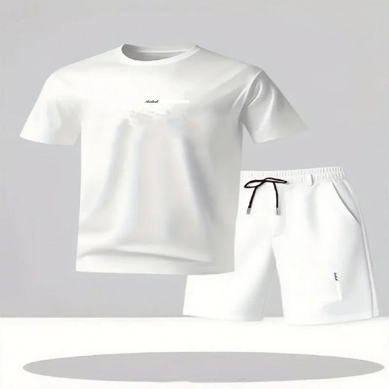 Men's sportswear 2-piece set short sleeved shirt shorts set men's running suit T-shirt men's summer T-shirt