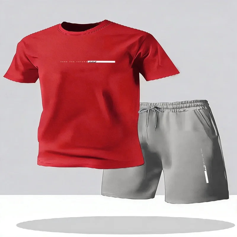Men's sportswear 2-piece set short sleeved shirt shorts set men's running suit T-shirt men's summer T-shirt