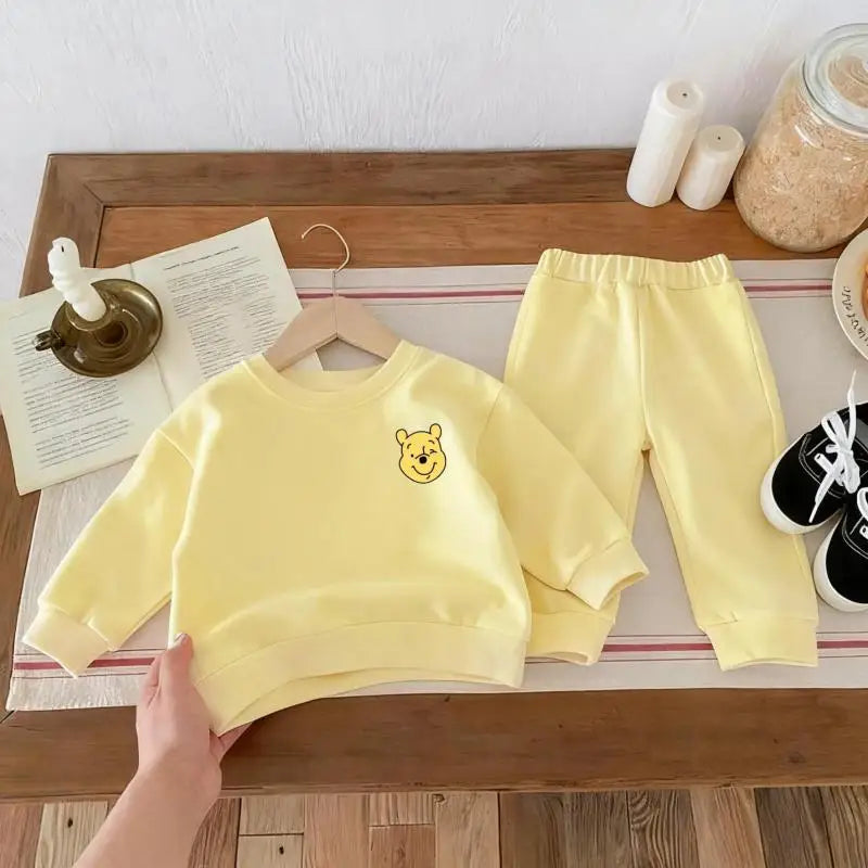 Disney Cartoon Cute Kids Long Sleeved Tracksuit Set Boutique Fashion Children Girl Boy Sweatshirt + Sweatpants Two Piece Suit