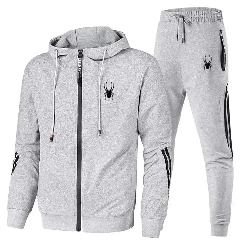 Men's Running Zipper Jacket & Sport Pants Set – Breathable Fitness 2-Piece