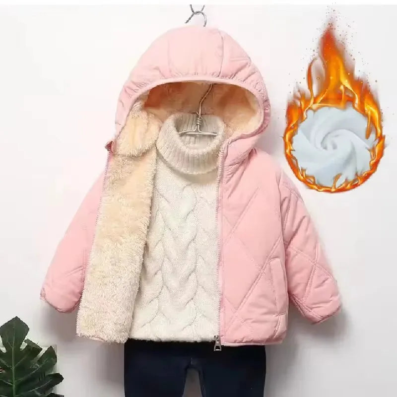 Kids Lamb Wool Plus Velvet Thick Coat – Warm Padded Winter Jacket Ages 1–6