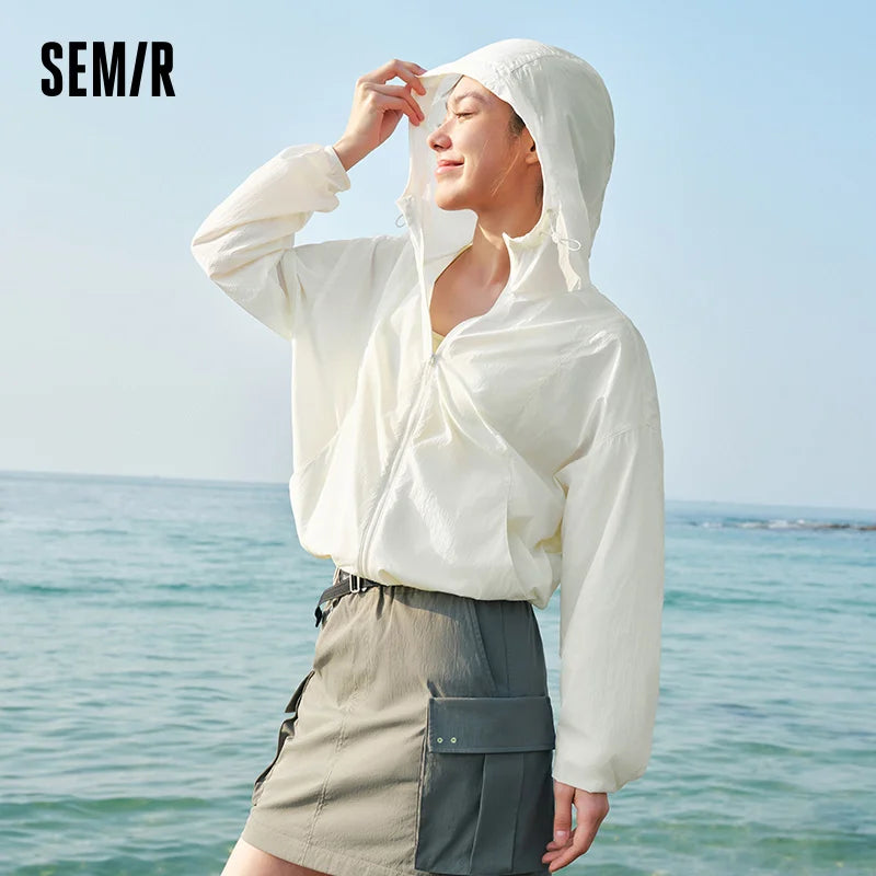 Semir Jacket Women Loose Slimming Summer 2025 New Cool Feeling Hooded Sun Protection Coat for Casual Style