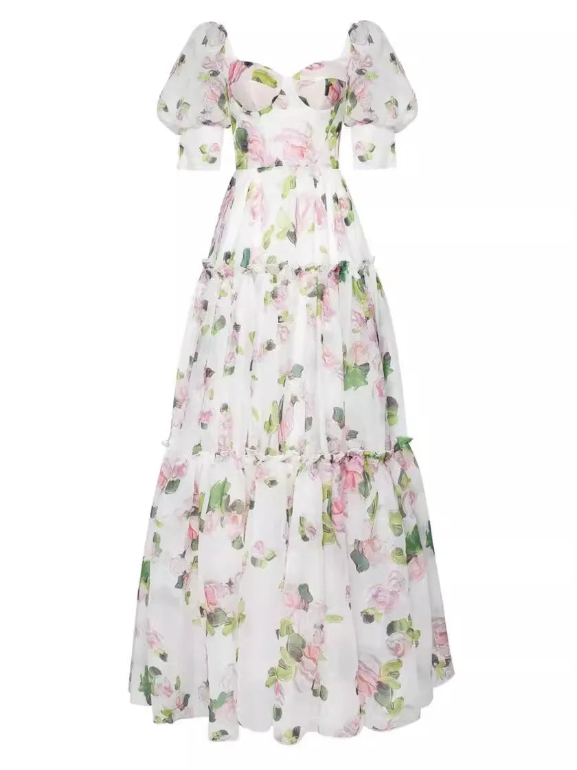 Elegant Floral Off-Shoulder Maxi Dress