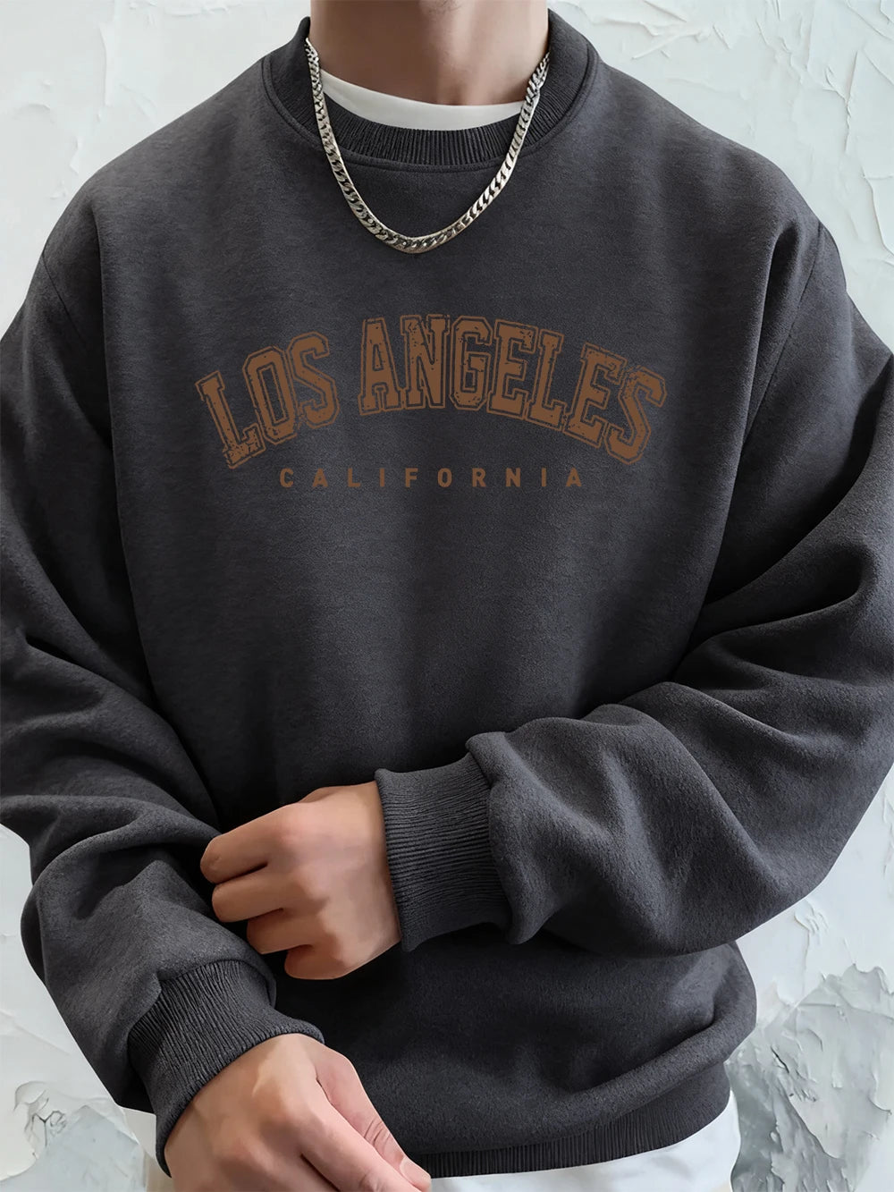 Los Angeles California Printed Men'S Sweatshirt Winter Loose Hoodies Sports Crewneck Fleece Warm Pullovers Basics Men Clothes