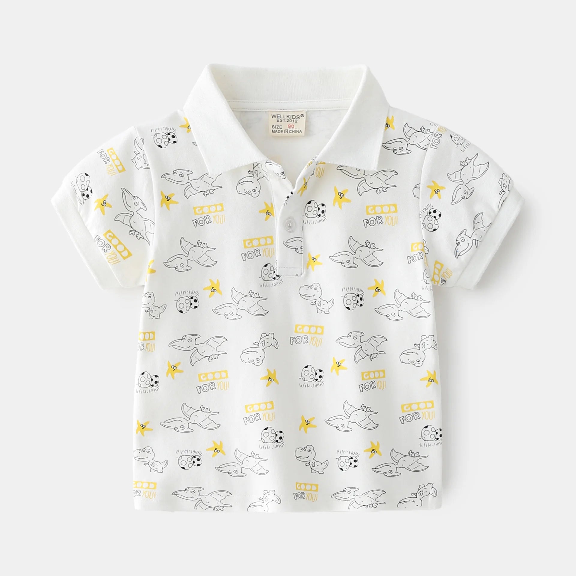Boys Dinosaur Polo T-Shirt – Soft Breathable Cotton Kids Jersey