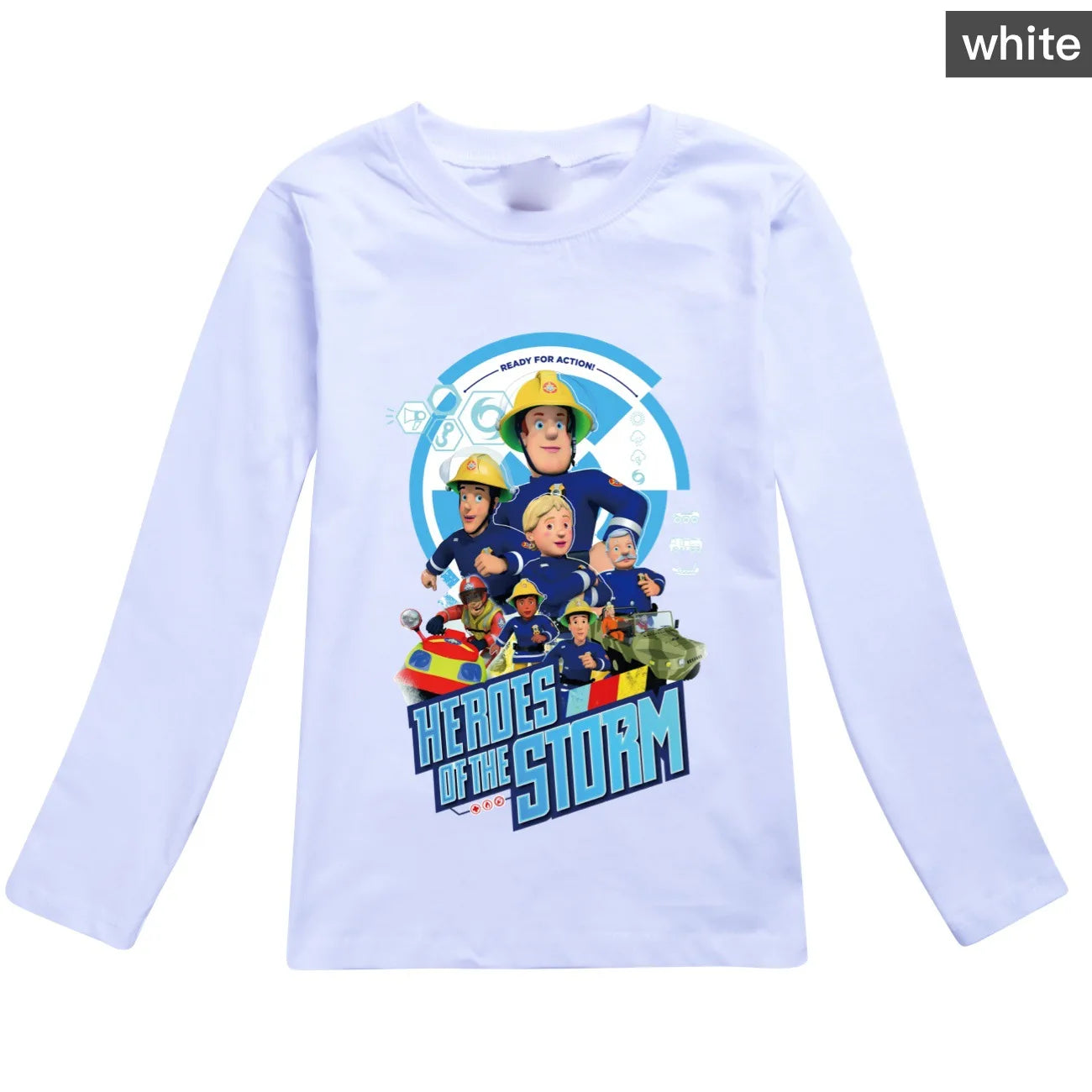 Kids Fireman Sam Long Sleeve T-Shirt – Cartoon Firefighter Cotton Top