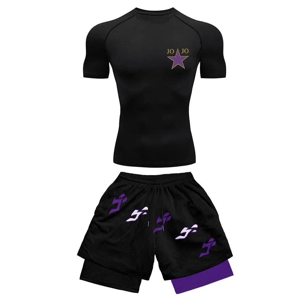 Men's Compression Sports Suit 2-Piece Set – Trendy Athletic Fitness Running Outfit