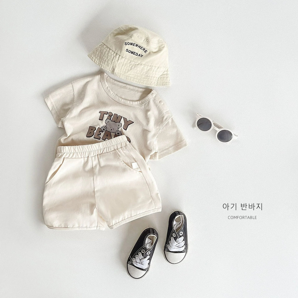 Ircomll 2 Pcs Summer Baby Workwear shorts 100% Organic Cotton for Infant Baby and Toddler, Boys, Girls Breathable Leisure Shorts