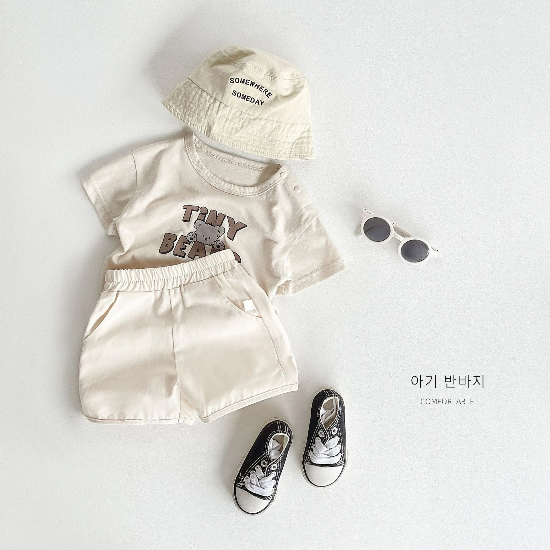 Ircomll 2 Pcs Summer Baby Workwear shorts 100% Organic Cotton for Infant Baby and Toddler, Boys, Girls Breathable Leisure Shorts