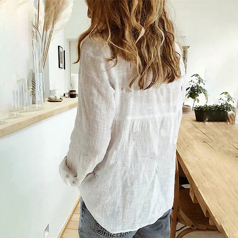 Women's Loose Oversized Button Lapel Cardigan Shirt – Long Sleeve Casual Tunic Blouse