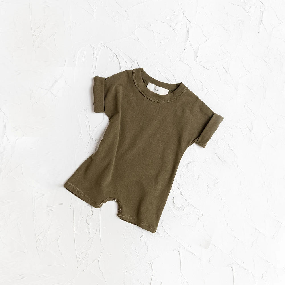 Kids Solid Color T-Shirt & Shorts Summer Set – Soft Casual 2-Piece Outfit