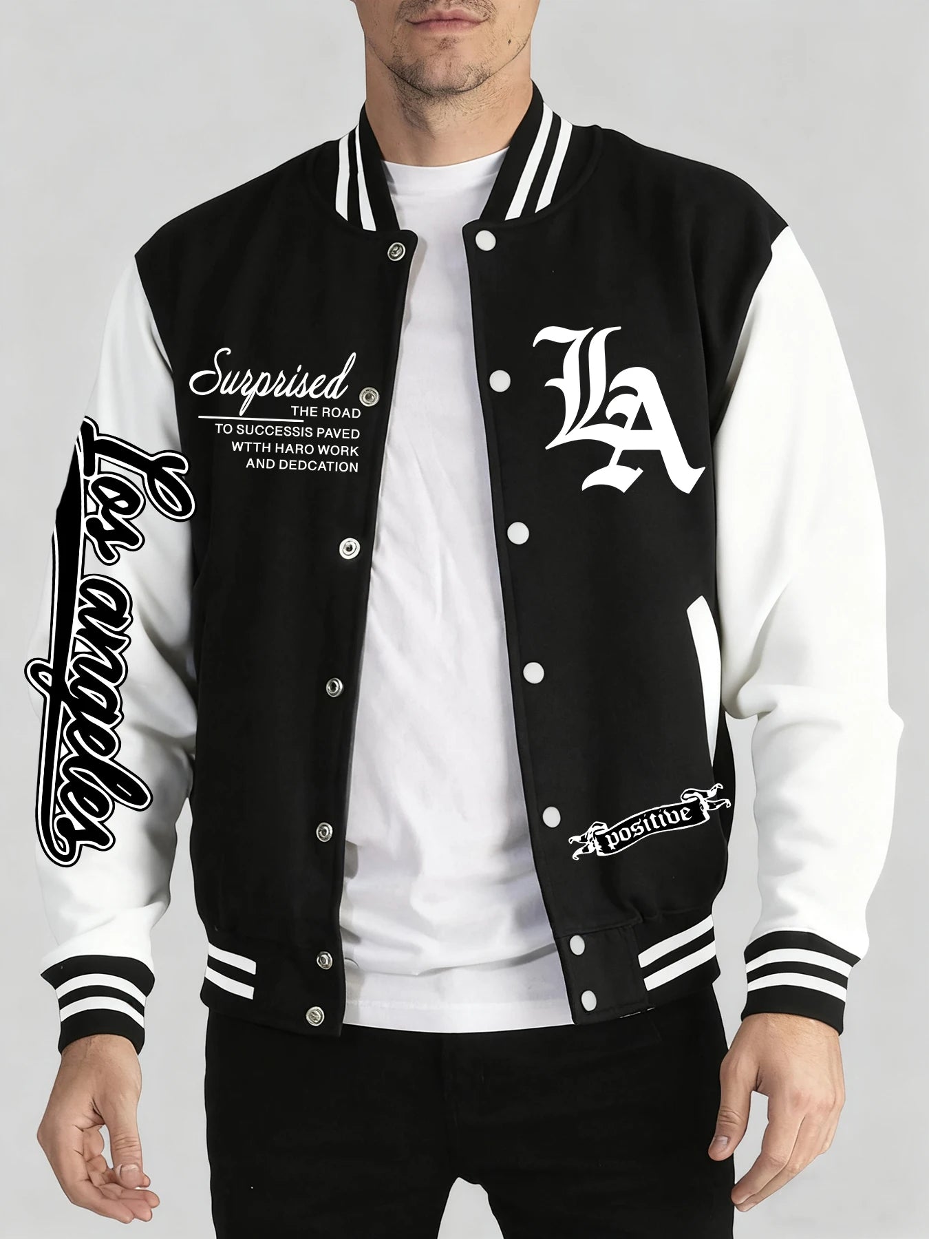 Men's LA Art Letter Baseball Jersey Jacket – Soft Loose Sports Casual Coat