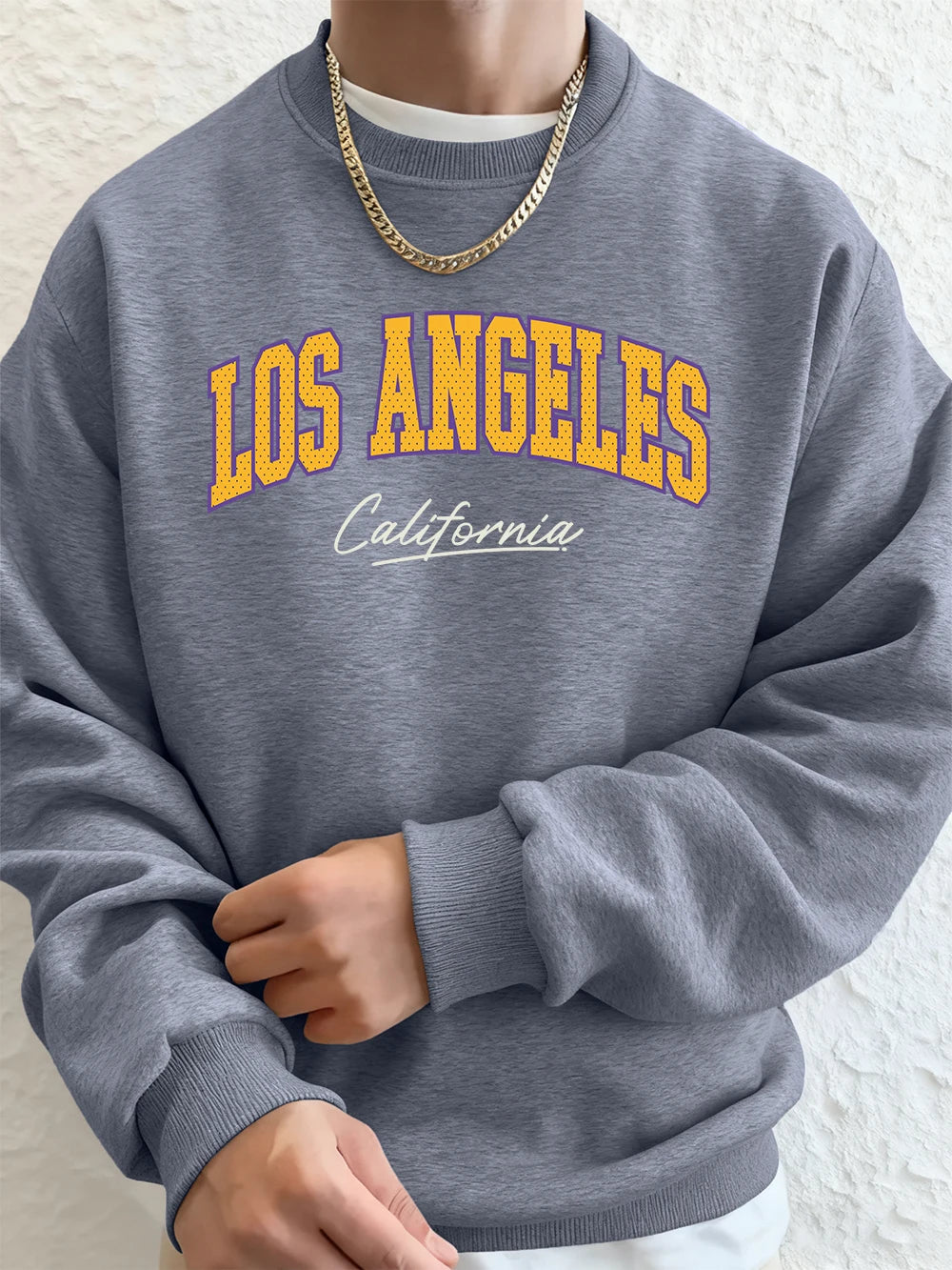 California Letter Creative Print Men'S Sweatshirts Winter Loose Hoodies Sports Crewneck Fleece Warm Pullovers Basics Men Clothes