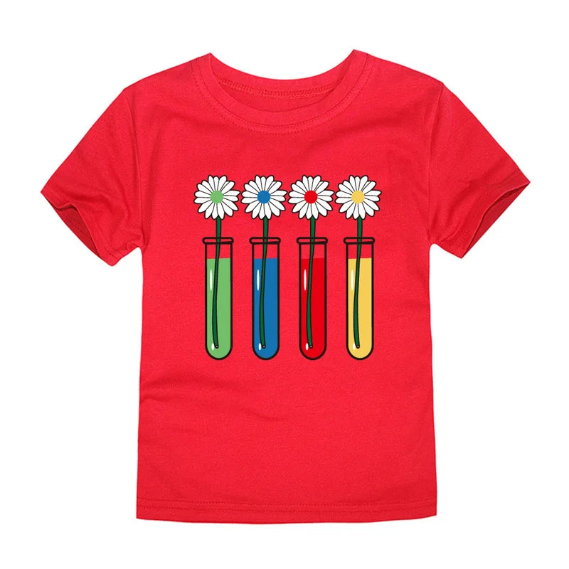 Girls Rainbow Cartoon Cotton T-Shirt – Colorful Summer Tee Ages 2–14