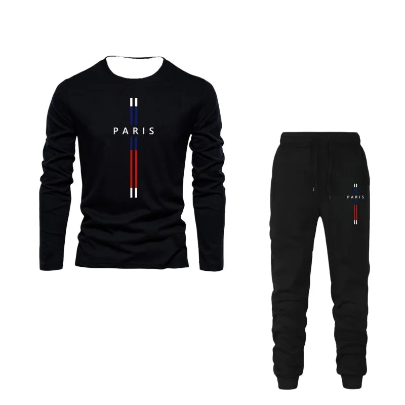 Autumn And Winter Two-Piece Versatile Daily Men's Sleepwear Long Sleeved Pants Letter Printed Pattern Basic Shirt Home Suit Set