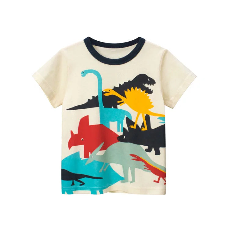 Boys Cartoon Print Short Sleeve T-Shirt – Fun Cotton Kids Tee Ages 2–8
