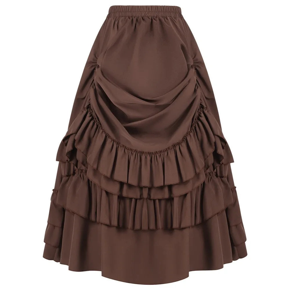 Women's Asymmetric Stripe Belt Midi Skirt – Casual Loose Mid Waist Summer Skirt