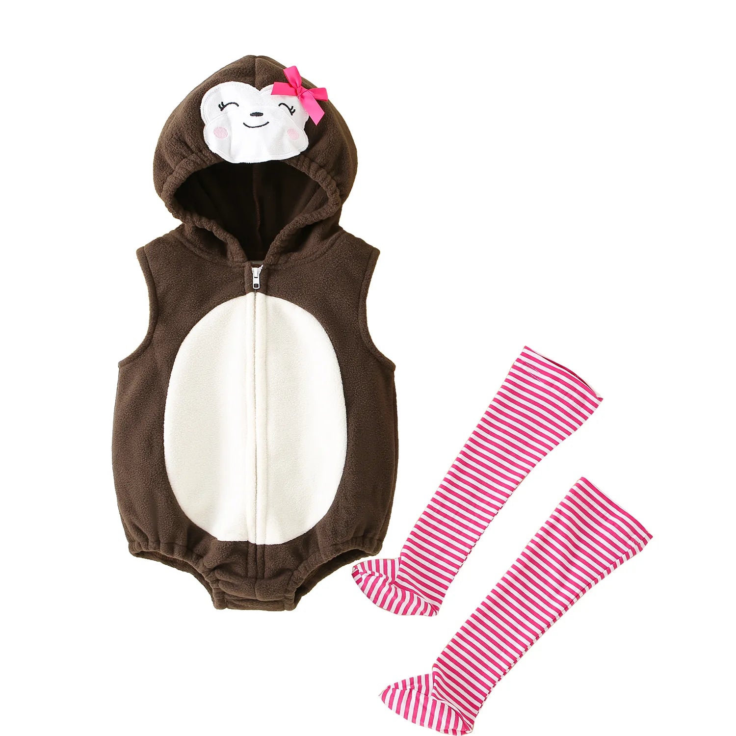 New Designer Cartoon Clothing Zip-up Hooded Romper + Stockings Baby Boy Clothes Baby Girl Casual Sets