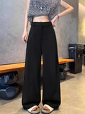 Women's White Cotton High Waist Wide Leg Office Pants – Formal Straight Leg Trousers