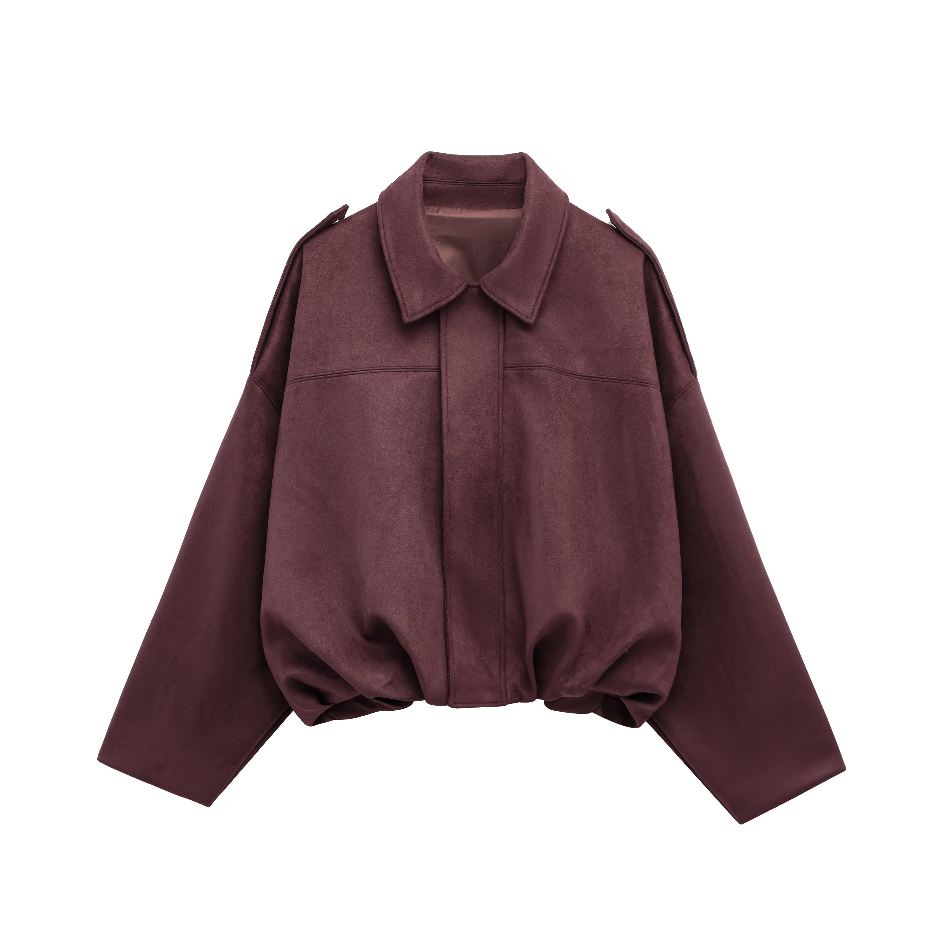 Women's Suede Bomber Motorcycle Jacket – Loose Casual Lapel Zipper Vintage Coat
