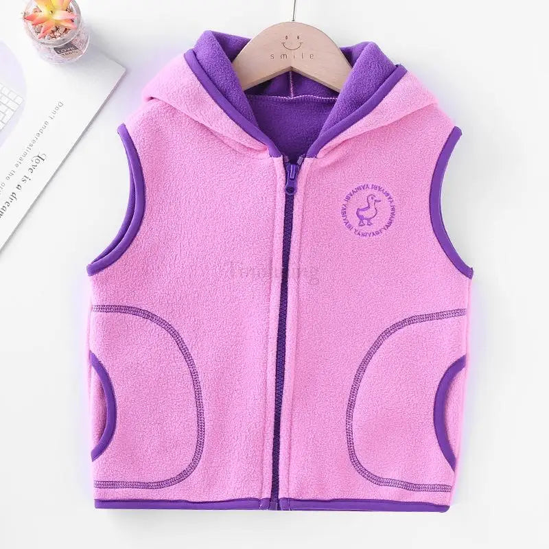Kids Hooded Double Fleece Zip Jacket – Windproof Warm Coat Ages 2–14