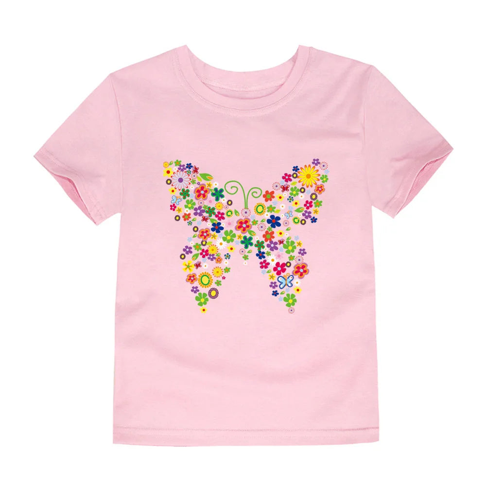 Girls Flower Print Cotton T-Shirt – Pink Casual Tee Ages 2–14