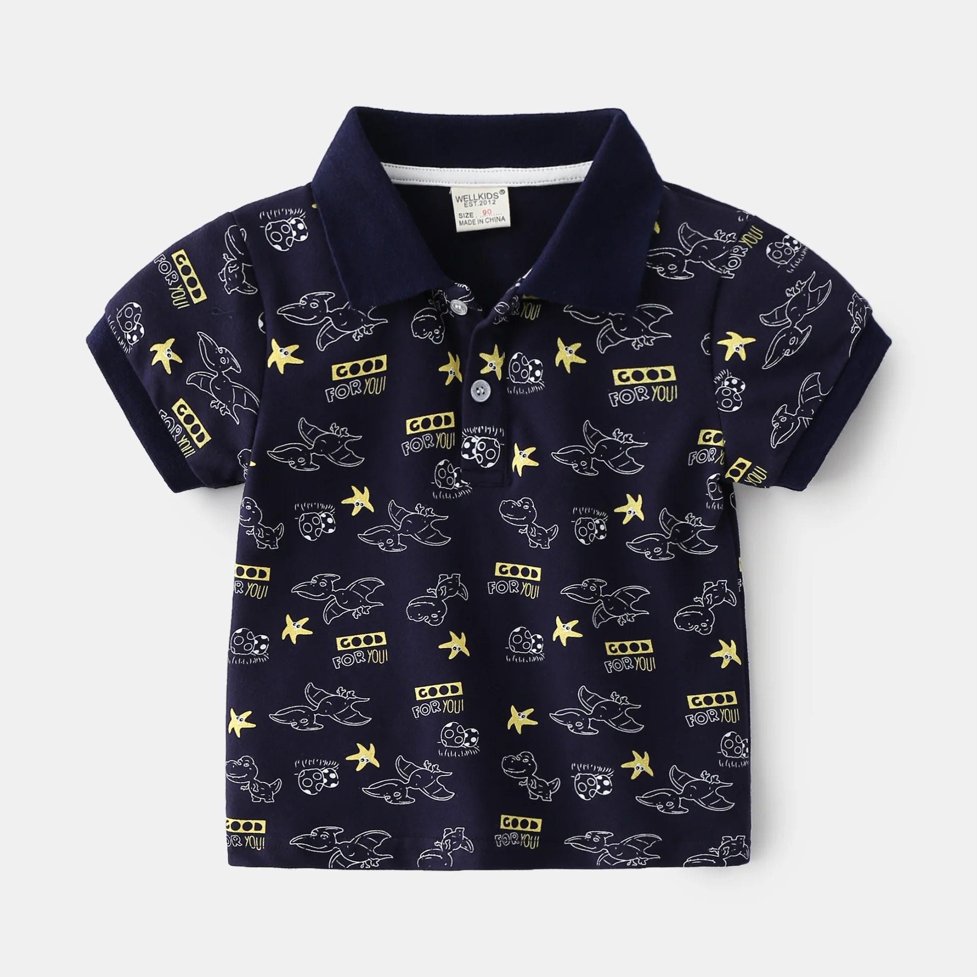 Boys Dinosaur Polo T-Shirt – Soft Breathable Cotton Kids Jersey