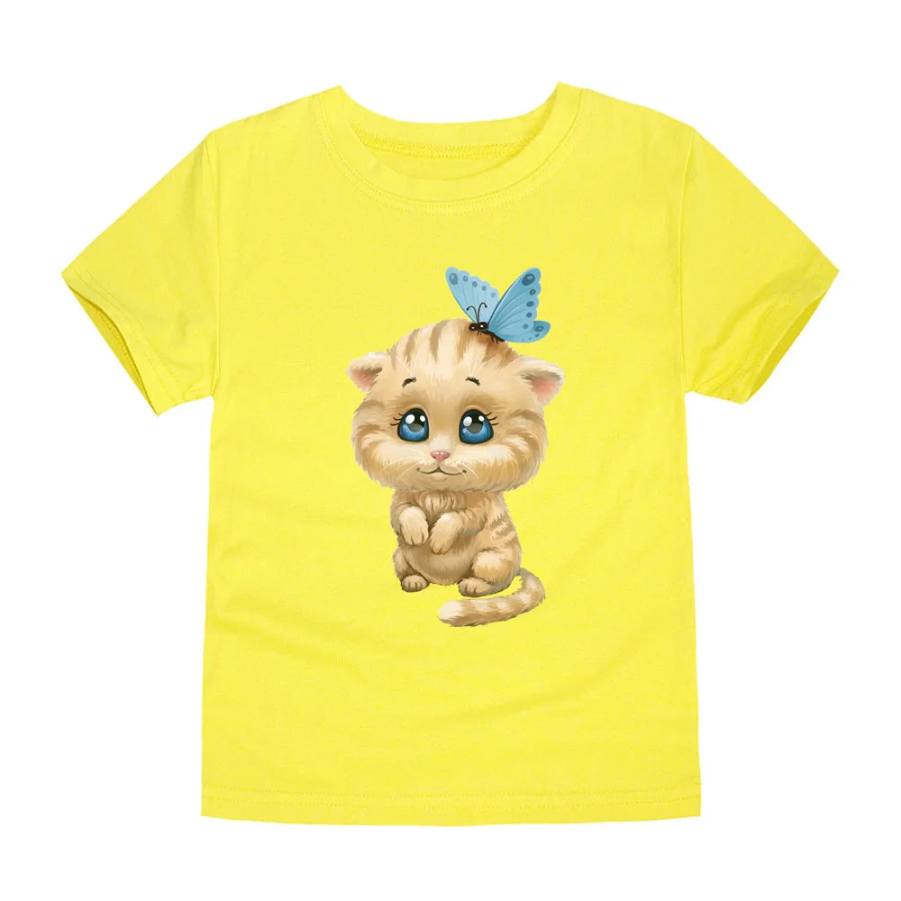 Girls Rainbow Cartoon Cotton T-Shirt – Colorful Summer Tee Ages 2–14