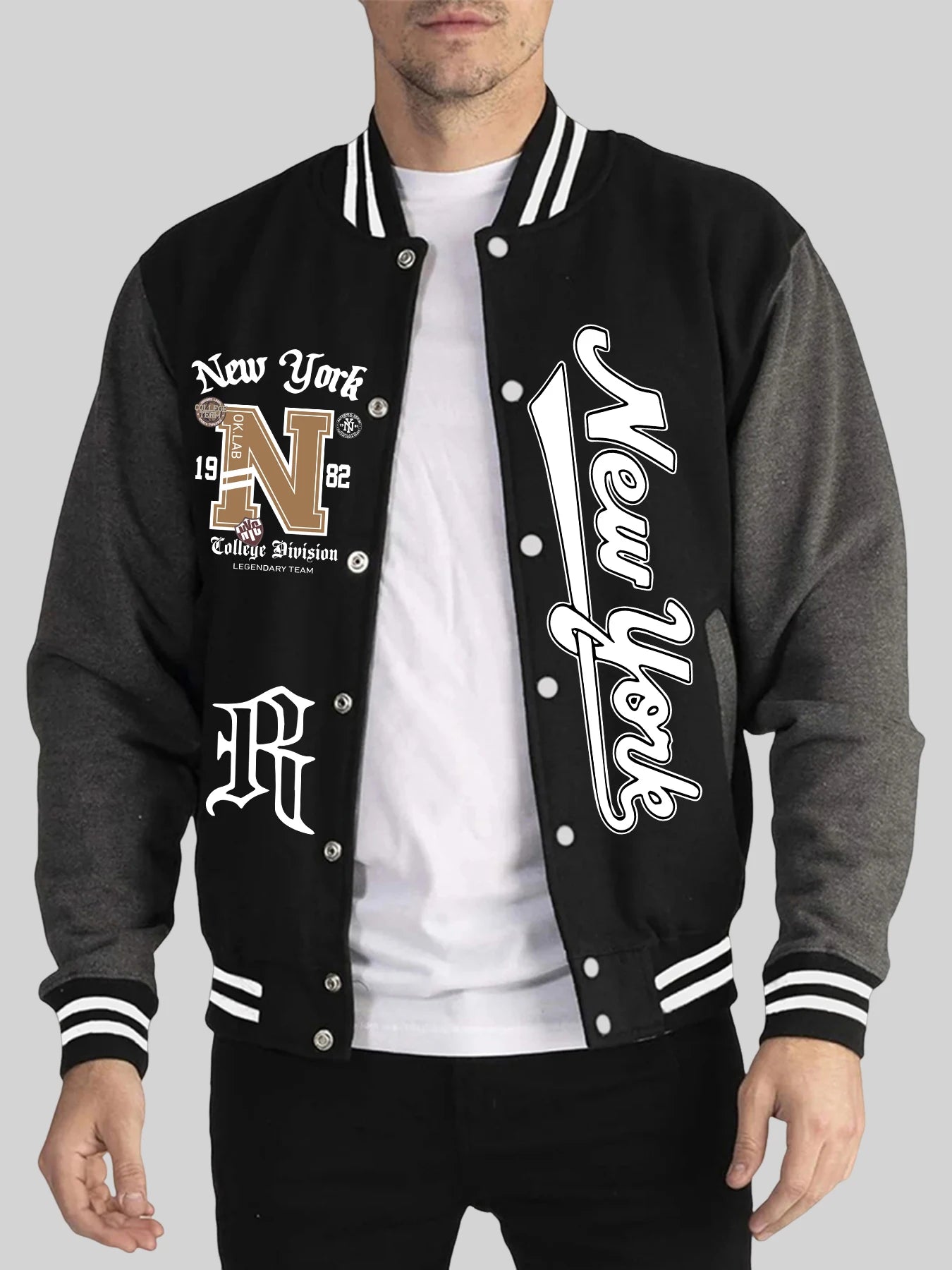 Men's LA Art Letter Baseball Jersey Jacket – Soft Loose Sports Casual Coat