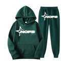 Streetwear NOFS Star Print Tracksuit Black Hoodie and Joggers Set for Men Women