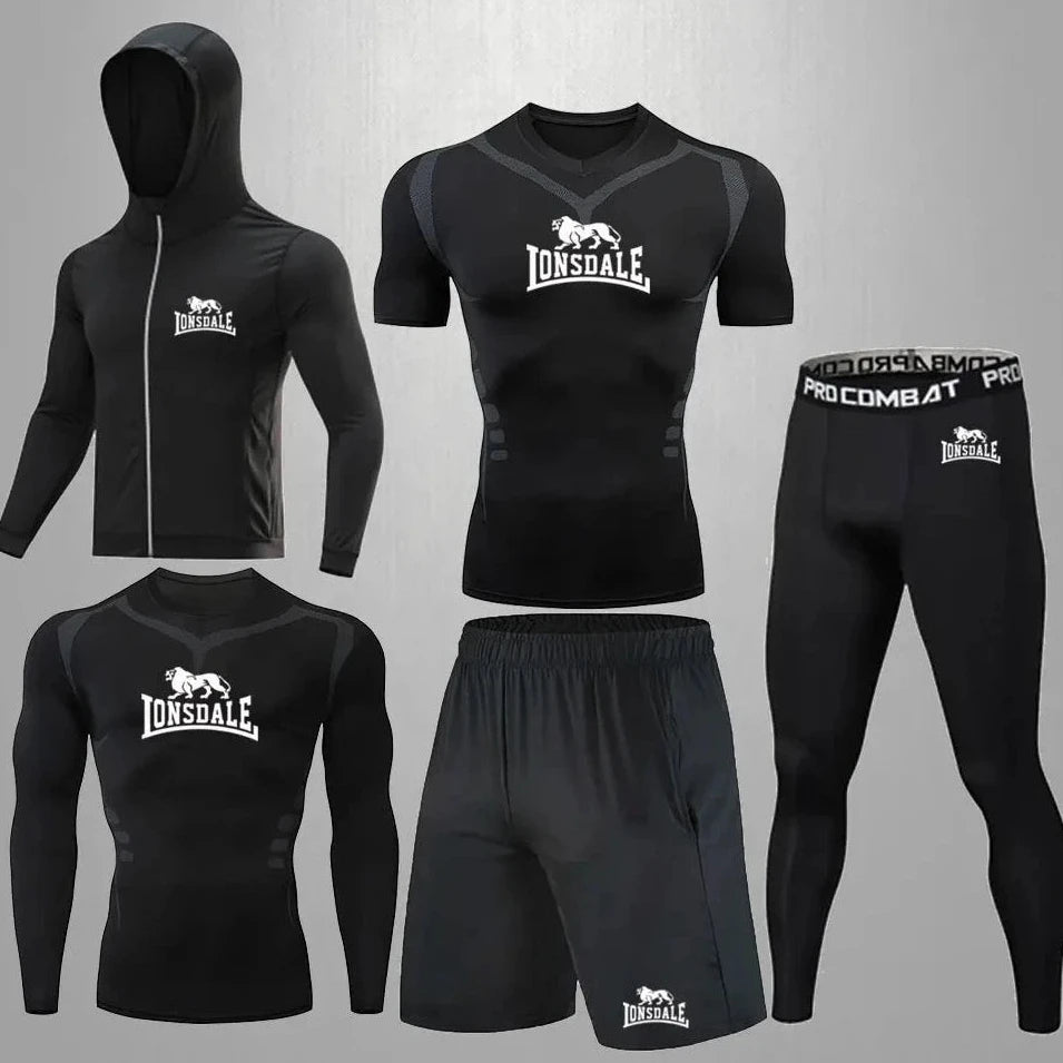 Men Clothing Sportswear Gym Fitness Compression Suits Running Set Sport Outdoor Jogging Quick Dry Tight 5-Piece Set Rashguard