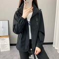 Women's Waterproof Hooded Hiking Windbreaker – Patchwork Sports Outdoor Raincoat