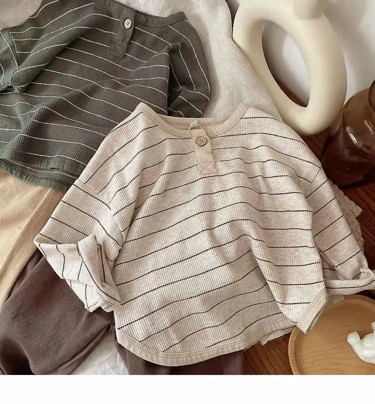 Kids Striped Long Sleeve Casual T-Shirt – Cotton Loose Top for Boys & Girls